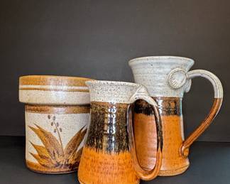 Vintage Studio Pottery Mugs and Planter