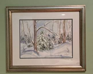 Winter Woodland Watercolor by Barbara V