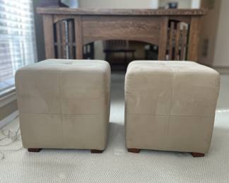 Pottery Barn Microfiber Cube Ottomans