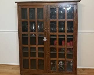 Mission Oak Bookcase with 2 Glass Doors