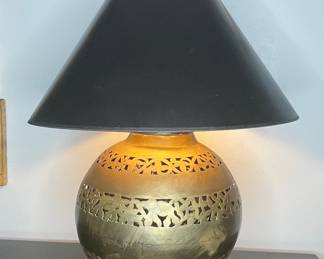 Moroccan Brass Table Lamp - Pierced Metal