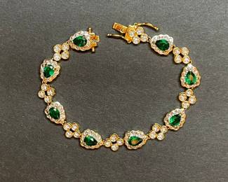 JBK Jacqueline B. Kennedy Collection Bracelet with Green Faux Emeralds and Crystals
