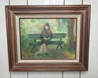 Oil Painting of Figure on Bench