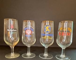 Vintage German Pilsner Glasses with Gold Rims