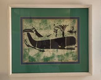 Whale Woodblock Print
