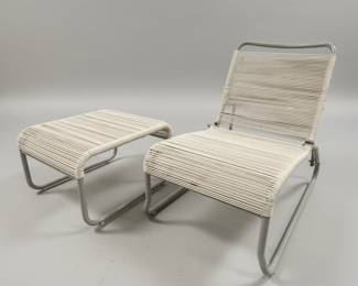 Vintage Sleigh Lounge Chair and Ottoman