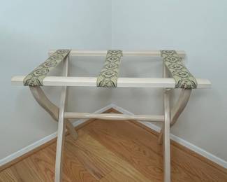 Vintage Folding Luggage Rack with Floral Tapestry Straps