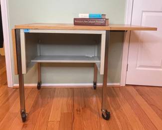 Vintage Drop-Leaf Rolling Work Table