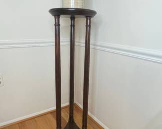 Vintage Pedestal Plant Stand with Turned Columns and Tripod Base