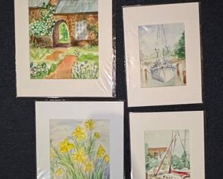Collection of Four Watercolor Paintings