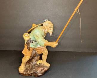 Shiwan Mud Man Fisherman Figurine