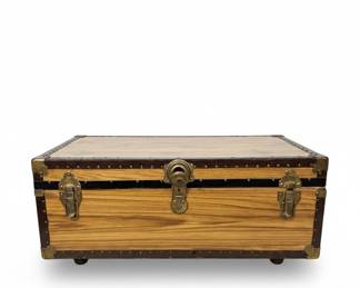 Vintage Wood and Metal Bound Steamer Trunk
