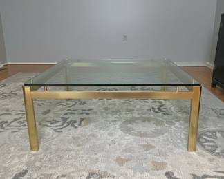 Mid-Century Modern Brass and Glass Coffee Table