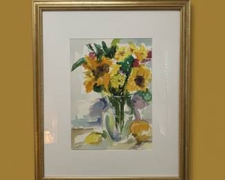 Floral Still Life Watercolor Painting Signed Barbara V