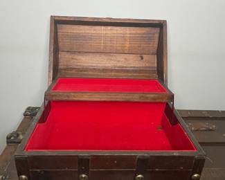 Vintage Wooden Pirate Treasure Chest Jewelry Box