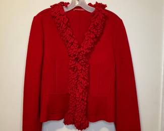 Alain Manoukian Red Wool Jacket with Loop Trim