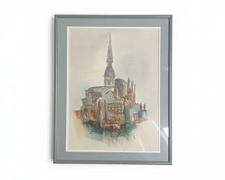 Watercolor Painting of Gothic Cathedral