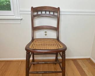 Vintage Spindle-Back Chair with Cane Seat