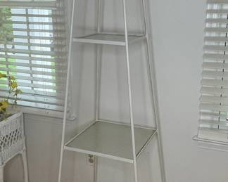 White Wrought Iron Obelisk Etagere