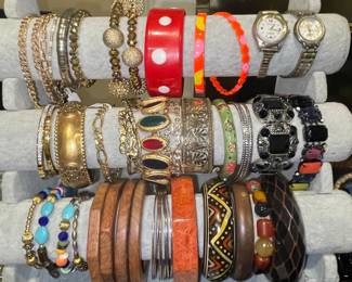 Assorted Vintage Costume Jewelry Bracelets and Watches