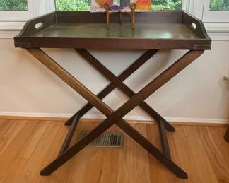 Vintage Butler's Tray Table with Folding X-Base