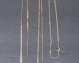 14k Gold Snake Chain and Box Chain Necklaces