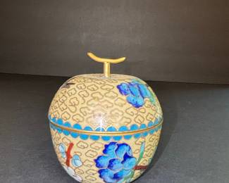 Vintage Chinese Cloisonné Apple Trinket Box