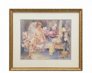 Marcel Anselme Signed Figurative Watercolor