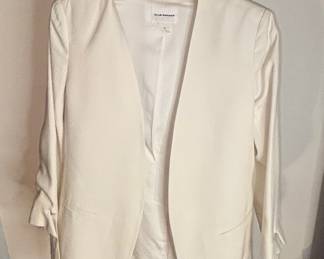 Club Monaco White Ruched Sleeve Blazer