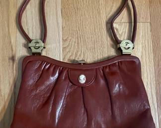 Vintage Cameo Leather Shoulder Bag