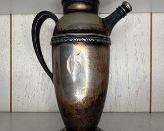 Vintage Silver-Plated Cocktail Shaker with Monogram