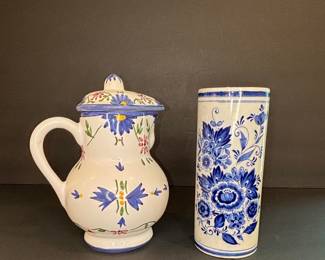 Royal Delfts Blauw Handwerk and F.F.A. Portugal Hand-Painted Ceramics