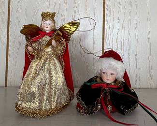 Vintage Porcelain Head and Hands Angel Christmas Ornaments