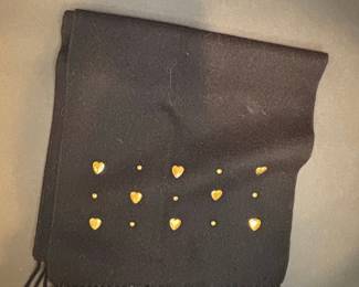 Saks Fifth Avenue Wool Scarf with Heart Embellishments