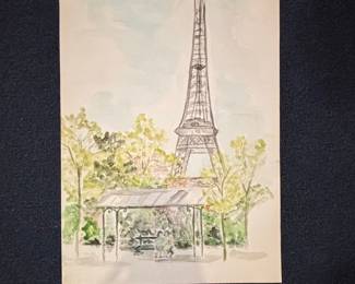 Watercolor Painting of Eiffel Tower