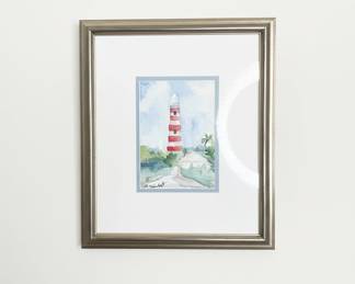 Watercolor Lighthouse Painting by B. Vanelgaft