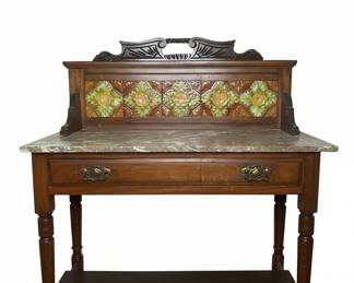 Victorian Washstand with Majolica Tiles