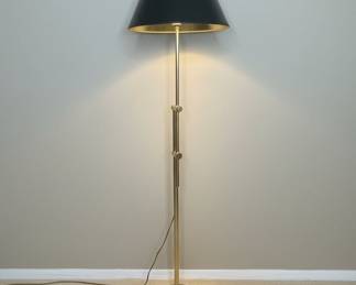 Vintage Brass Adjustable Floor Lamp with Black Empire Shade