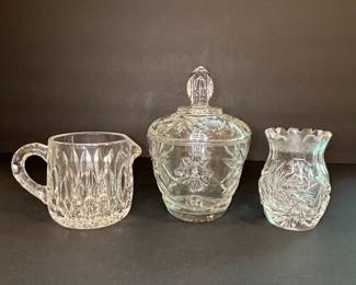 Anchor Hocking Prescut "Star of David" Pattern Creamer and Lidded Sugar Bowl Set