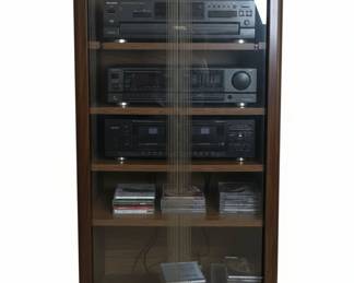Vintage Audio Component Cabinet with Sliding Glass Doors
