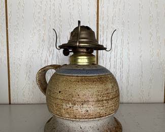 Oil Lamp with Blue Band