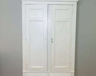 Painted Pine Armoire with Drawers