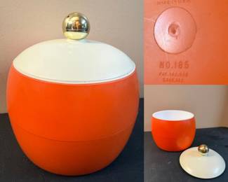  MCM GITS Ware No. 185 Plastic Ice Bucket featuring a bright orange