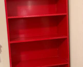 Solid Wood Painted Red 5 Shelf Bookshelf
