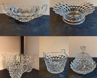 Fostoria American cube pattern Glassware serving pieces 