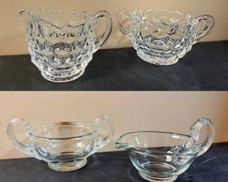 Fostoria American cube pattern Glassware Cream/Sugar