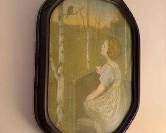 1920s framed lithograph print titled "Spring Song" by the artist Simon Glücklich