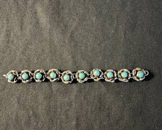 Silver and turquoise bracelet