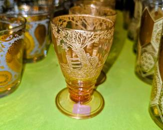 Cambridge juice glasses with hunt scene