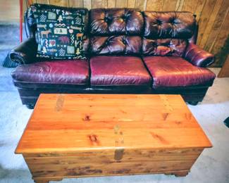 Leather Sofa and Cedar Chest